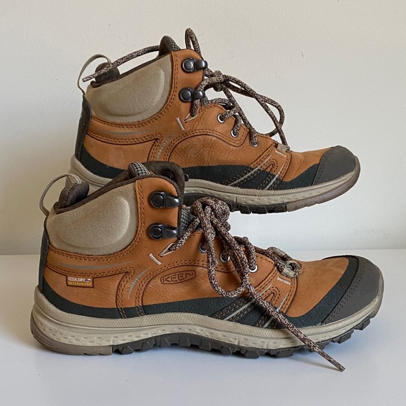 Keen Shoes - KEEN Womens Leather Hiking Boots Size 6.5US Waterproof Outdoor Boots Orange Gray